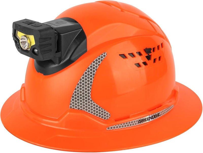 GREEN DEVIL Matrix Full Brim Hard Hat with Headlight Vented Construction Safety Helmet OSHA Approved Cascos De Construccion Work Hardhat for Men&Women - Image 1